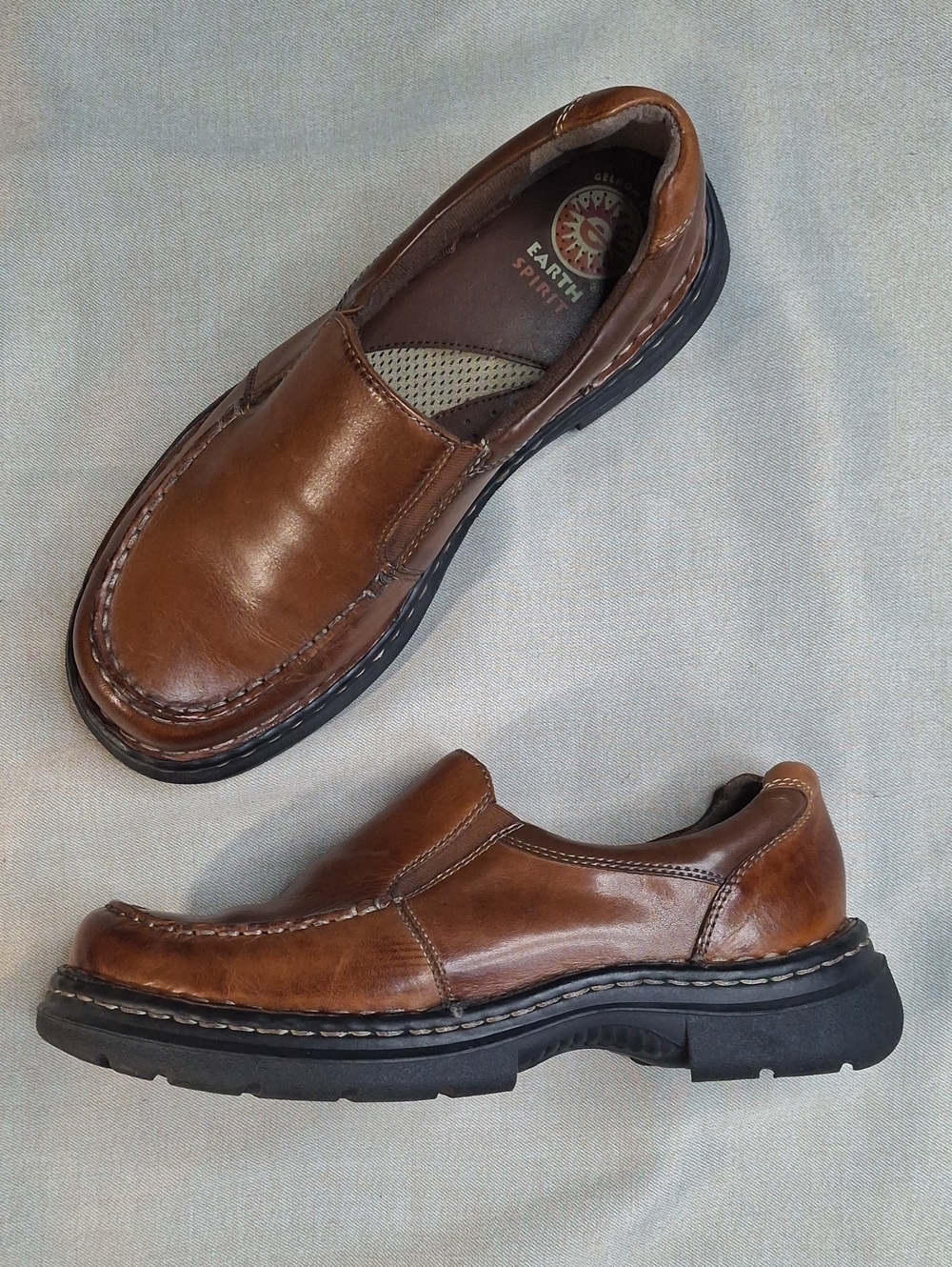 Earth Spirit Riviera Leather Slip-On Loafers Brown Size 8